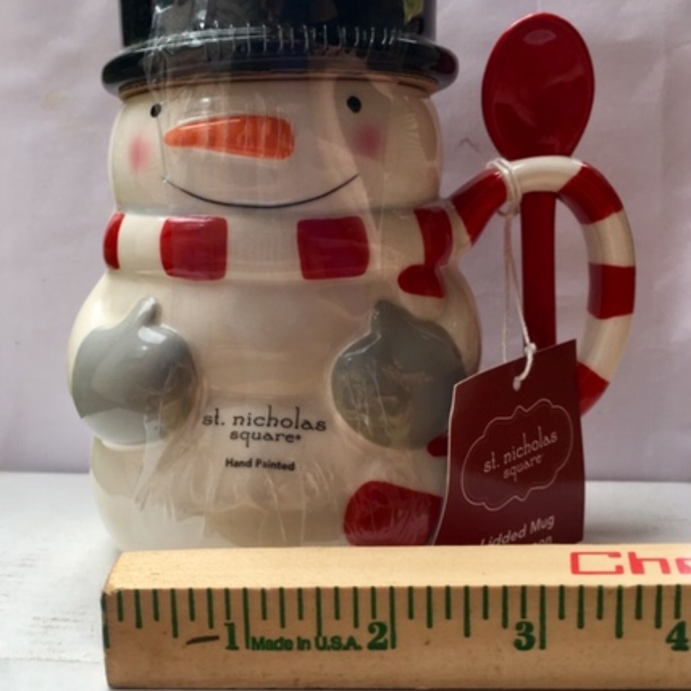 st Nicholas square Snowman Mug w/Lid and Spoon - Picture 3 of 6